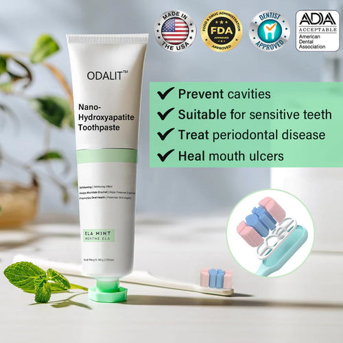 ✅Official Store | ODALIT™ Fluoride-Free Nano Hydroxyapatite Toothpaste 🧑🏽⚕️Obtain American Dental Association (ADA) Certification(Helps remineralize teeth, repair cavities, treat periodontitis and mouth ulcers, and restore gum recession)